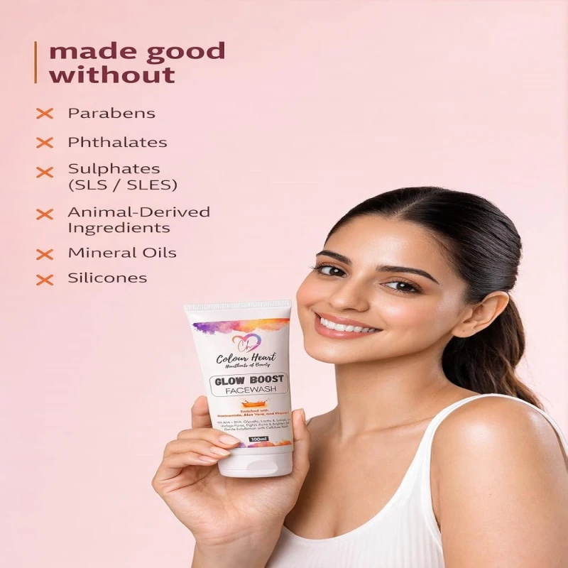 COLOUR HEART Glow Boost Face Wash with Enzyme | Reduces Tan | Boosts Glow | Gently Exfoliates &amp; Brightens Skin | Reduces Pigmentation | Sulphate-Free | Hydrating | for Men &amp; Women - 100ml SH-7711 thumbnail 4