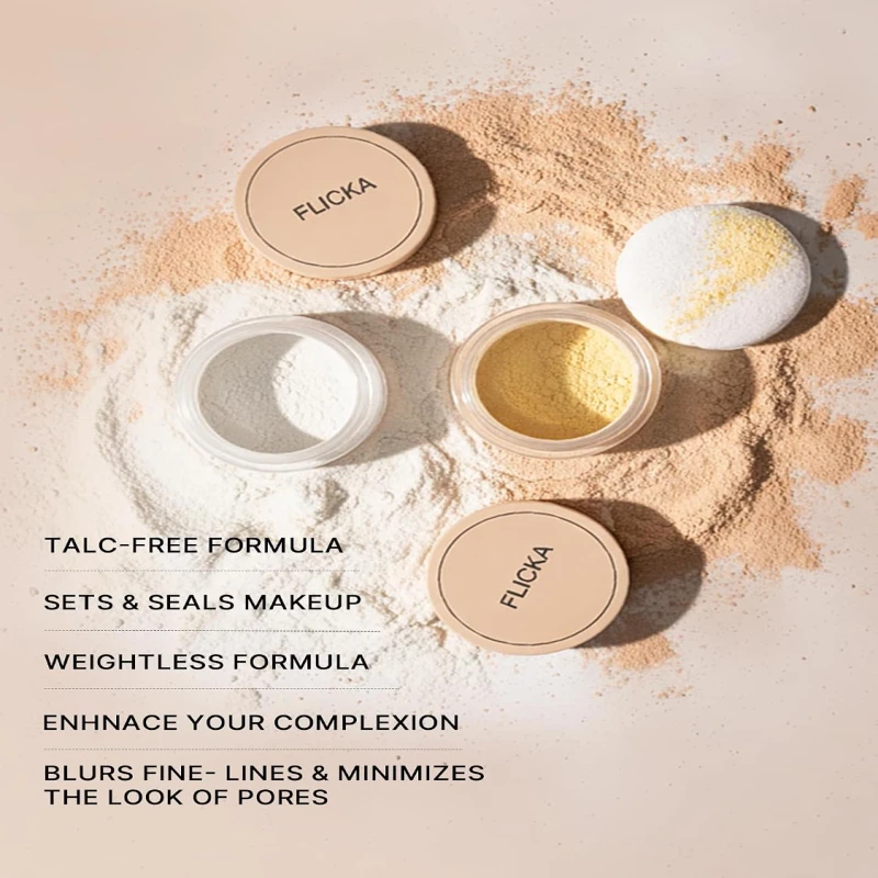 FLiCKA Dust it Off Loose Powder For Face Makeup| Weightless Loose Powder With Smooth &amp; Matte Finish| Suitable For All Skin Types| 01 White, 26g thumbnail 9