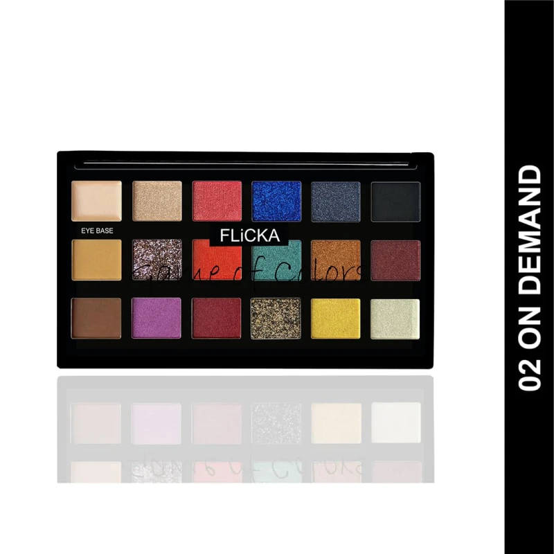 FLiCKA Game Of Colors Makeup Eyeshadow Palette| Matte &amp; Shimmery Finish, Smudge Proof, Crease Proof &amp; Smear Proof| Highly Pigmented &amp; Easy To Blend, 02 On Demand, 18g thumbnail 2