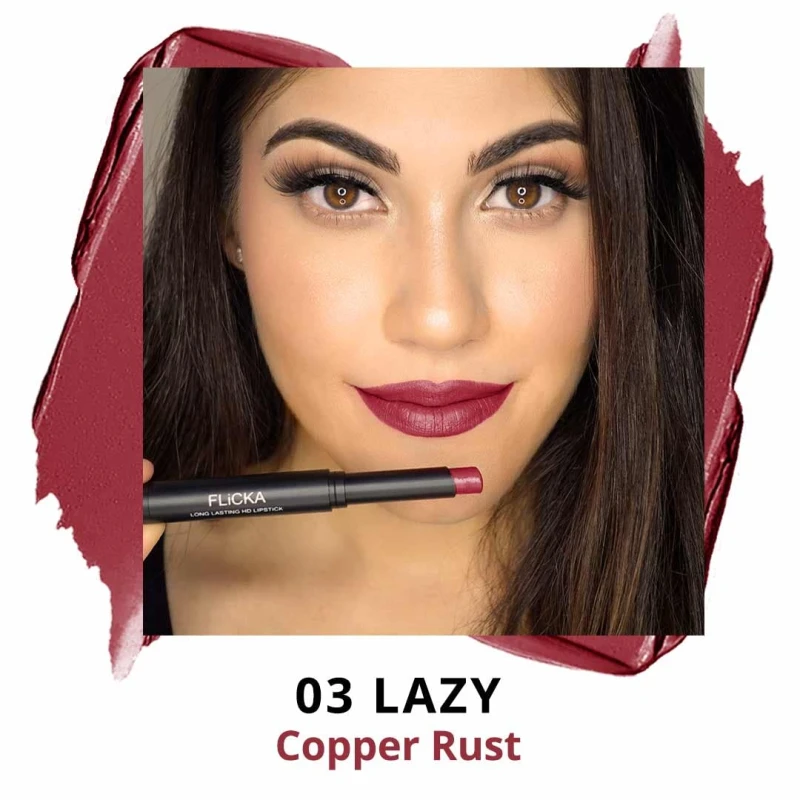 FLiCKA High Drama Creamy Matte Lipstick| Non-transfer HD Lipstick, Waterproof, Hydrating, Moisturizing, Upto 16Hrs, 02 Exited, 3.2 thumbnail 3