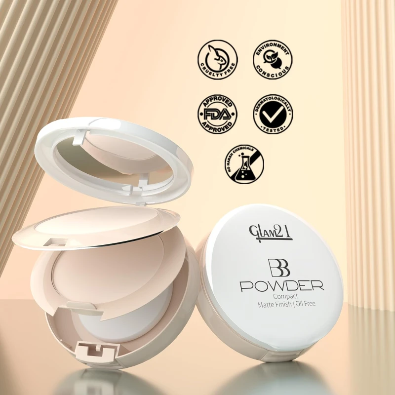 Glam21 BB Powder 2-in-1 Compact Powder Matte Finish &amp; Oil Free | Matte &amp; Shimmer Shades | Instant Weightless Finish Look | Long-lasting | Poreless Soft Skin | 20gm, Almond Honey-03 thumbnail 8