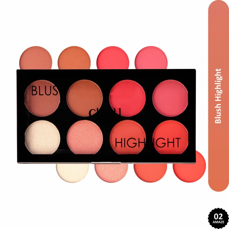 Glam21 Blush &amp; Highlighter Palette|Silky Smooth Pigments for Long-Lasting Shimmer Glow | Buildable Radiance | Lightweight &amp; Blendable Formula | Suitable for All Indian Skin Tones | 21.5 gm - Amaze -02 thumbnail 2