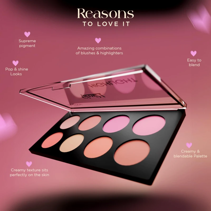 Glam21 Blush &amp; Highlighter Palette|Silky Smooth Pigments for Long-Lasting Shimmer Glow | Buildable Radiance | Lightweight &amp; Blendable Formula | Suitable for All Indian Skin Tones | 21.5 gm - Amaze -02 thumbnail 3