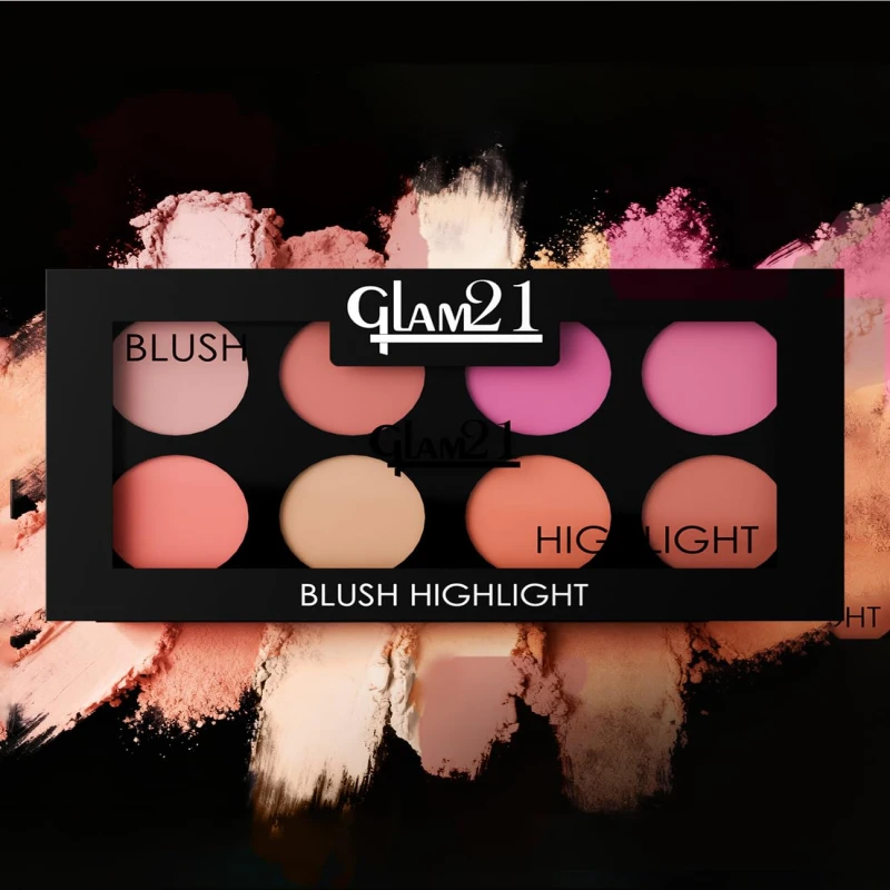 Glam21 Blush &amp; Highlighter Palette|Silky Smooth Pigments for Long-Lasting Shimmer Glow | Buildable Radiance | Lightweight &amp; Blendable Formula | Suitable for All Indian Skin Tones | 21.5 gm - Chic -01 thumbnail 5