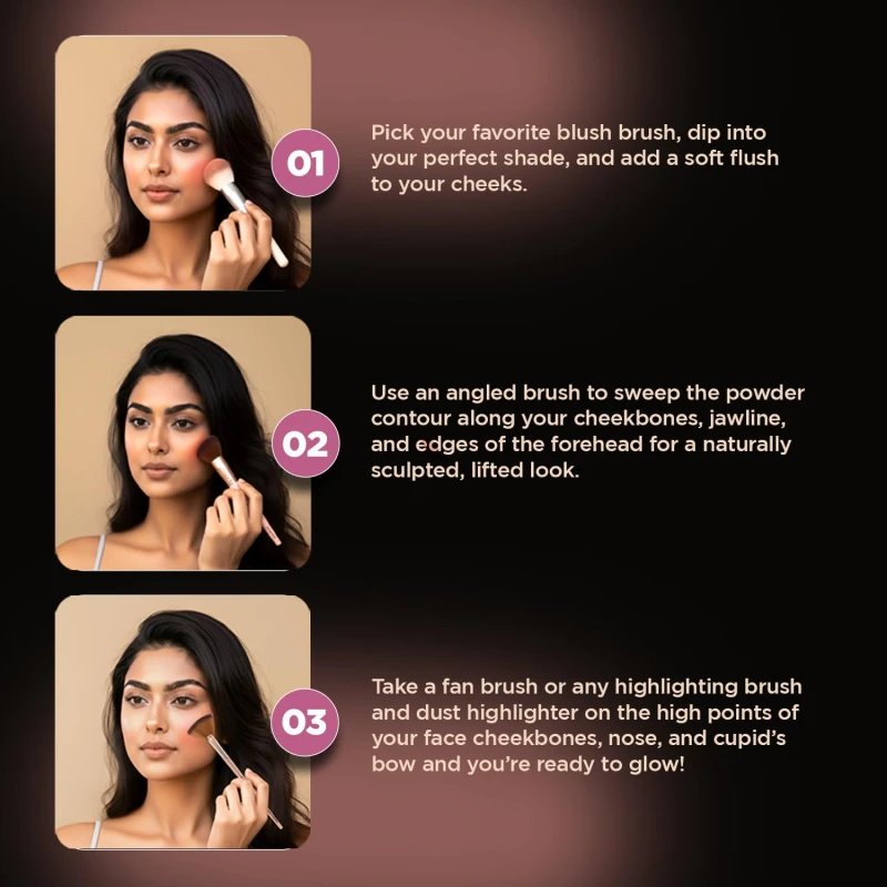 Glam21 Blush &amp; Highlighter Palette|Silky Smooth Pigments for Long-Lasting Shimmer Glow | Buildable Radiance | Lightweight &amp; Blendable Formula | Suitable for All Indian Skin Tones | 21.5 gm - Chic -01 thumbnail 6
