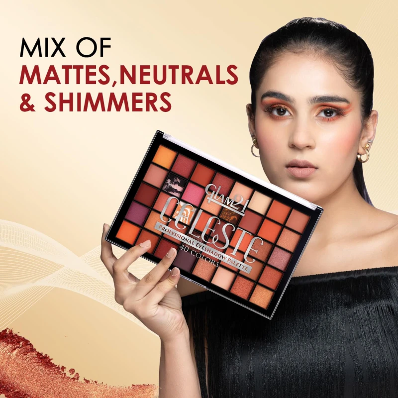 Glam21 Celeste Professional Eyeshadow Palette | All-in-One Eyeshadow Palette &amp; Highly Pigmented | 40 Selected Shades | Matte &amp; Shimmer Shades - 50gm | Blissful-02 thumbnail 4