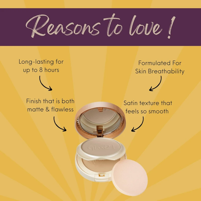 Glam21, Clear &amp; Bright Silk, 2-in-1 Compact Powder|Daily Makeup | Oil Free &amp; Sweat Resistant Formula | All Skin Type|Rose Beige-02 thumbnail 3