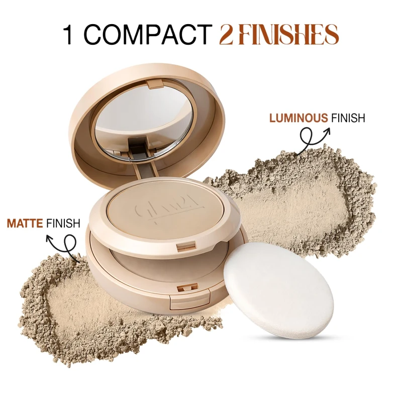 Glam21 High Definition Compact Powder 2-in-1 | Smooth Satin Texture | Long-Lasting Matte Finish | Oil-Control &amp; Buildable Coverage | Suitable for All Skin Types| 18gm,Beige-03 thumbnail 6