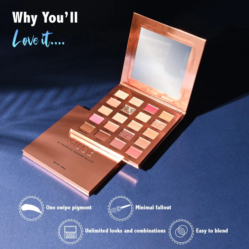 Glam21 Muse Eyeshadow Palette | Highly Pigmented |20 Selected Shades| Highly Pigmented Matte&amp; Shimmer | Long-Lasting, Crease-Free Formula Shades | Professional &amp; Everyday Eye Makeup- 30gm| 02- Divine thumbnail 3