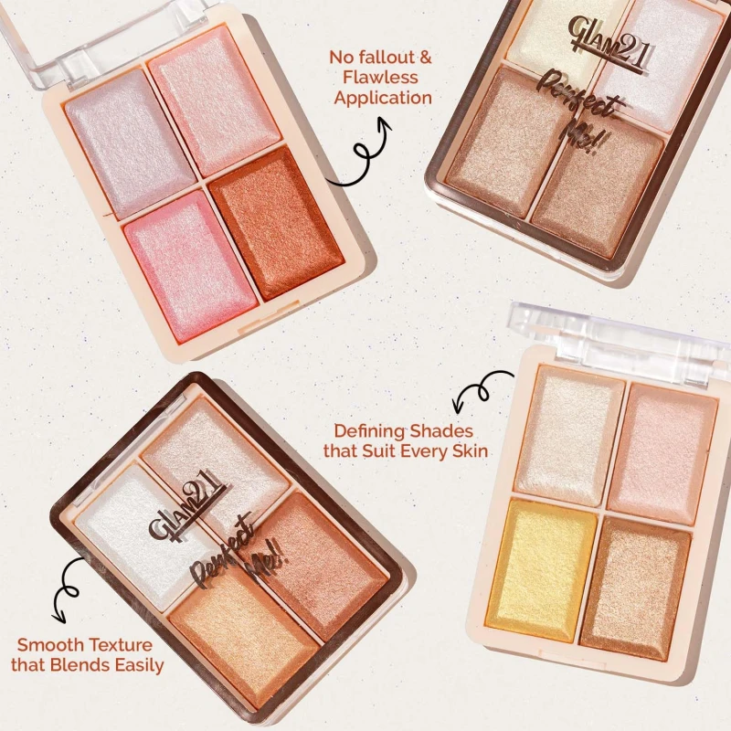 Glam21 Perfect Me! Highlighter Palette |Ultimate Shimmer Formulations |Highly-Pigmented Powder Highlighter With Easy-To-Blend Formula |Weightless Longlasting Illuminating Glow Face Kit| 6gm (Shade-01) thumbnail 3