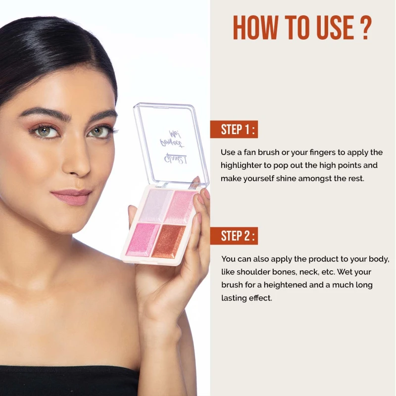 Glam21 Perfect Me! Highlighter Palette |Ultimate Shimmer Formulations |Highly-Pigmented Powder Highlighter With Easy-To-Blend Formula |Weightless Longlasting Illuminating Glow Face Kit| 6gm (Shade-04) thumbnail 5