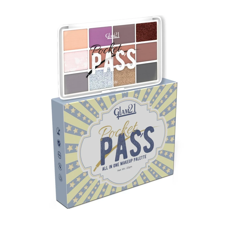 Glam21 Pocket Pass All-in-one Makeup Face Palette| Eyeshadows, Compact, Blush, Highlighter with Brushes| Highly Pigmented | Mix of Mattes &amp; Shimmers |Travel-Friendly |Premium Pass thumbnail 9