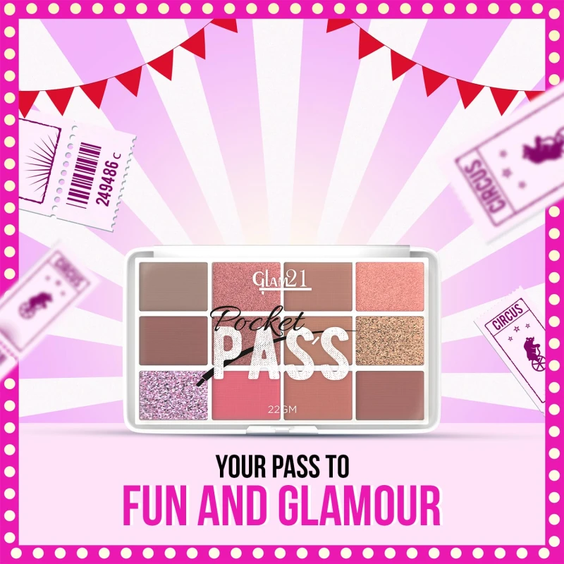 Glam21 Pocket Pass All-in-one Makeup Face Palette| Eyeshadows, Compact, Blush, Highlighter with Brushes| Highly Pigmented | Mix of Mattes &amp; Shimmers |Travel-Friendly |VIP Pass thumbnail 6