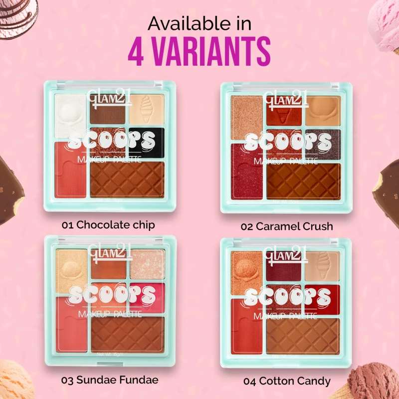 Glam21 Scoop Makeup Palette | Face Palette With Eyeshadow, Blusher, Contour and Highlighter | Mix of Mattes &amp; Shimmers | Highly Pigmented | Travel-Friendly | All-in-One Kit | Chocolate Chip|15gm thumbnail 7