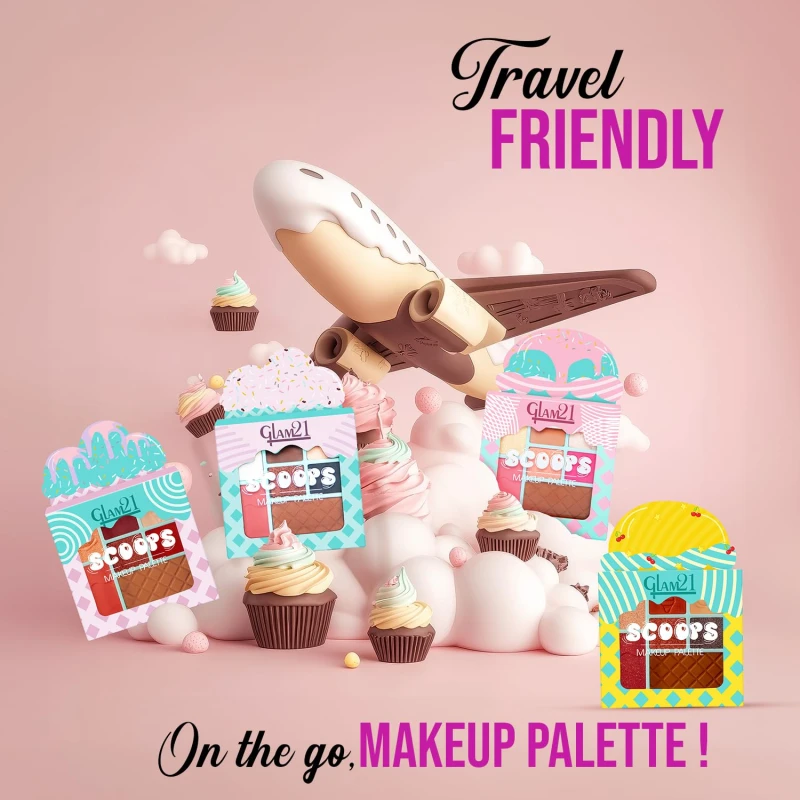 Glam21 Scoop Makeup Palette | Face Palette With Eyeshadow, Blusher, Contour and Highlighter | Mix of Mattes &amp; Shimmers | Highly Pigmented | Travel-Friendly | All-in-One Kit | Sundae Fundae|15gm thumbnail 4