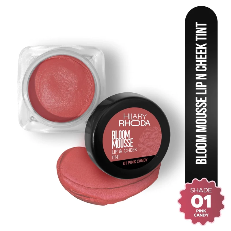 Hilary Rhoda Bloom Mousse Lip N Cheek Tint | Waterproof &amp; Smudge-Proof | 12-Hour Stay | Non-Drying Formula | Mousse Texture | Matte Finish - 6g (Pink Candy - Shade 01) thumbnail 2
