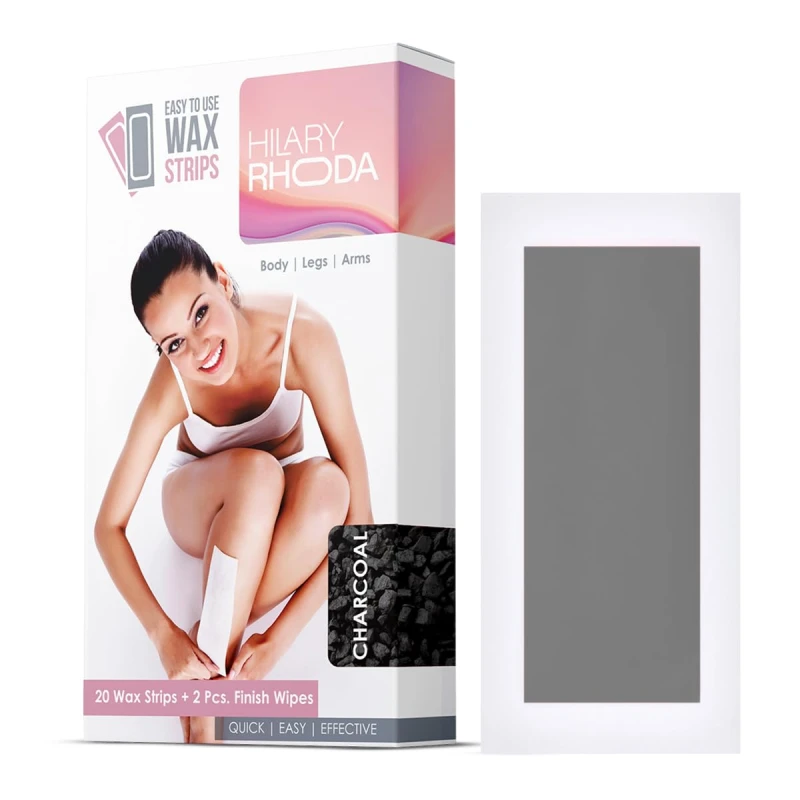 Hilary Rhoda Easy To Use Wax Strips | Gel Wax Hair Removal | Full Body Wax Strips for Arms,Legs &amp; Body | Salon Like Results at Home Wax Strips | With 2 Finish Wipes | 20 Strips (Charcoal - Shade 01) thumbnail 2