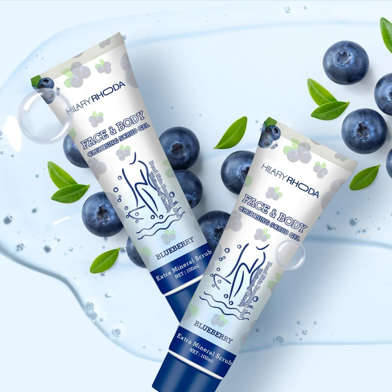 Hilary Rhoda Face &amp; Body Cleansing Scrub Gel | Dead Skin Removing Cleansing Scrub Gel | Gently Exfoliates Skin Cells | Removes Dirt &amp; Oil | 100ml (Blueberry -Shade 01) thumbnail 6