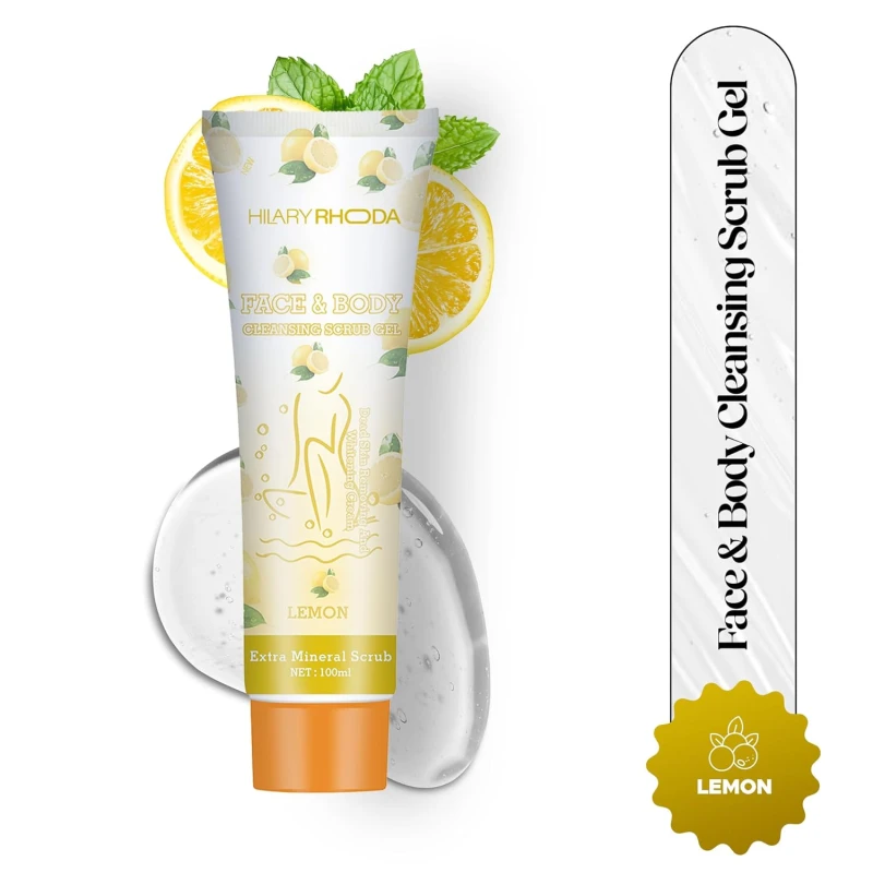 Hilary Rhoda Face &amp; Body Cleansing Scrub Gel | Dead Skin Removing Cleansing Scrub Gel | Gently Exfoliates Skin Cells | Removes Dirt &amp; Oil | 100ml (Lemon-Shade 02) thumbnail 2