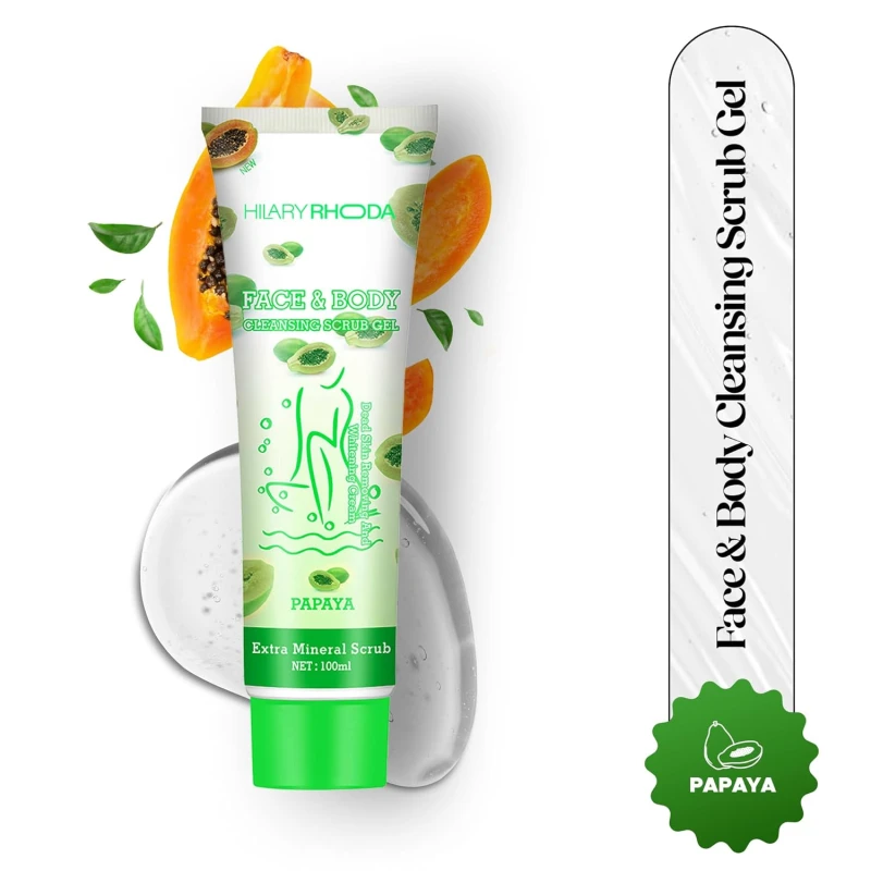 Hilary Rhoda Face &amp; Body Cleansing Scrub Gel | Dead Skin Removing Cleansing Scrub Gel | Gently Exfoliates Skin Cells | Removes Dirt &amp; Oil | 100ml (Papaya-Shade 03) thumbnail 2