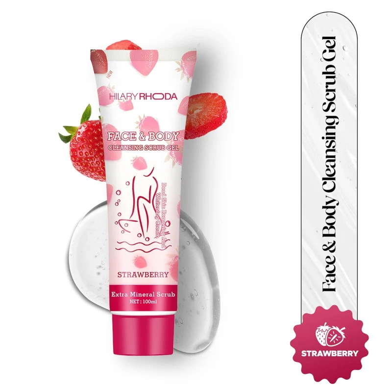 Hilary Rhoda Face &amp; Body Cleansing Scrub Gel | Dead Skin Removing Cleansing Scrub Gel | Gently Exfoliates Skin Cells | Removes Dirt &amp; Oil | 100ml (Strawberry -Shade 04) thumbnail 2