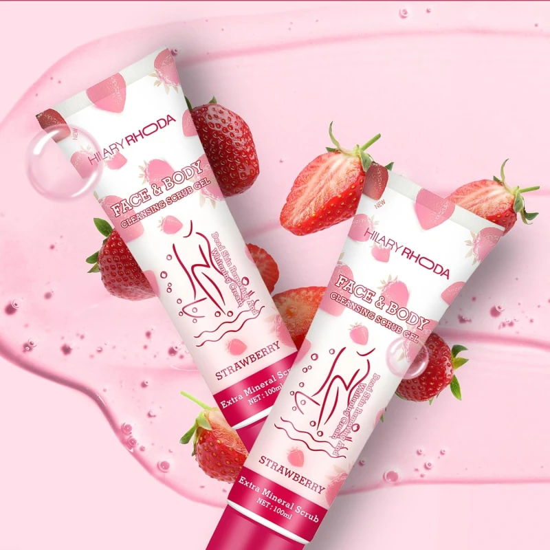 Hilary Rhoda Face &amp; Body Cleansing Scrub Gel | Dead Skin Removing Cleansing Scrub Gel | Gently Exfoliates Skin Cells | Removes Dirt &amp; Oil | 100ml (Strawberry -Shade 04) thumbnail 6