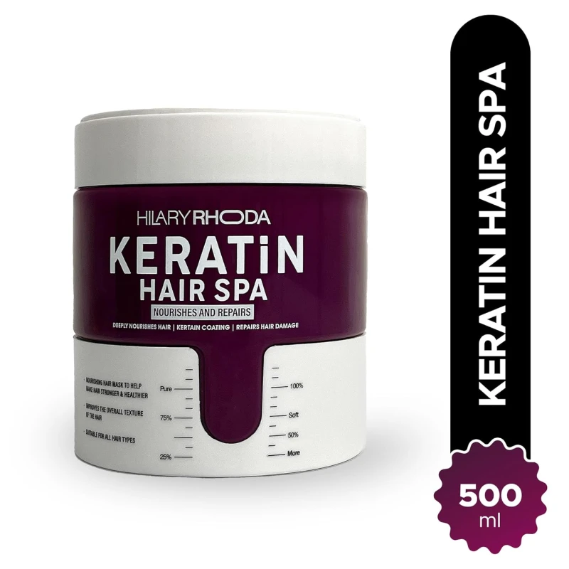 Hilary Rhoda Keratin Hair Spa | Deep Conditioning For Dry, Frizzy &amp; Damaged Hair | Total Hair Repair | Strengthening &amp; Smoothing Hair |Keratin Smoothening |At-Home Hair Spa Treatment- 500ml thumbnail 2
