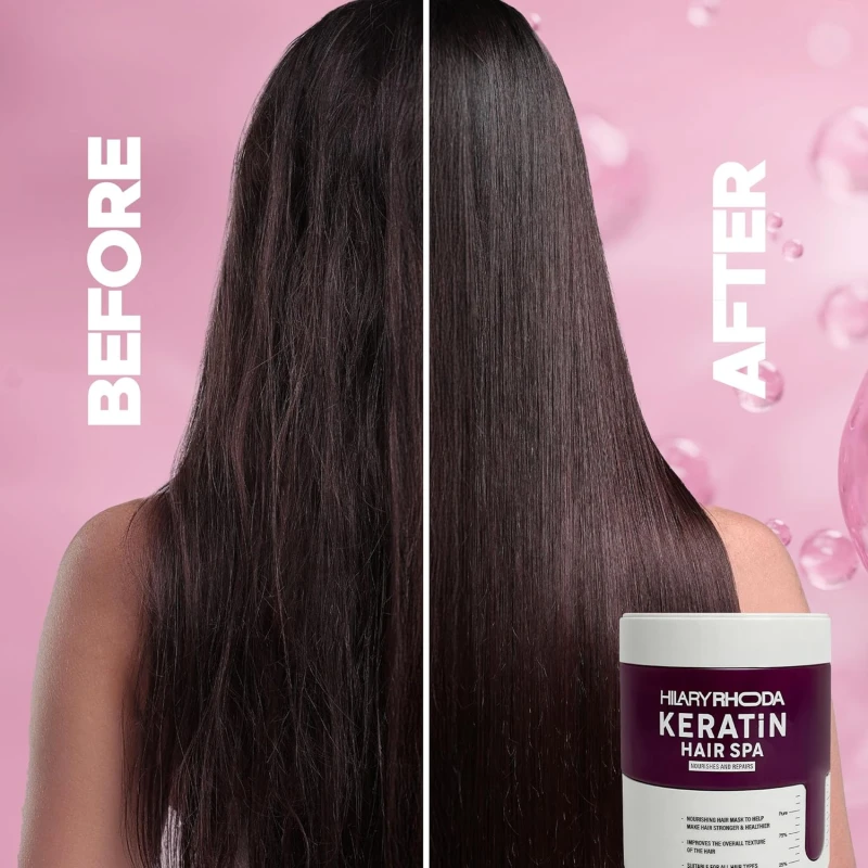Hilary Rhoda Keratin Hair Spa | Deep Conditioning For Dry, Frizzy &amp; Damaged Hair | Total Hair Repair | Strengthening &amp; Smoothing Hair |Keratin Smoothening |At-Home Hair Spa Treatment- 500ml thumbnail 8