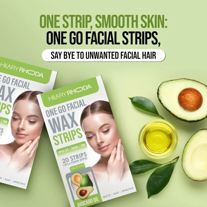 Hilary Rhoda One Go Facial Wax Strips | Ready-To-Use Facial Wax Strips | Face, Cheek, Upper Lip &amp; Chin Facial Wax | Painless Hair Removal | With 2 Finish Wipes | 20 Strips (Chocolate - Shade 04) thumbnail 3