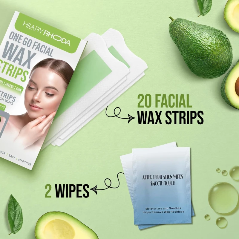 Hilary Rhoda One Go Facial Wax Strips | Ready-To-Use Facial Wax Strips | Face, Cheek, Upper Lip &amp; Chin Facial Wax | Painless Hair Removal | With 2 Finish Wipes | 20 Strips (Chocolate - Shade 04) thumbnail 5