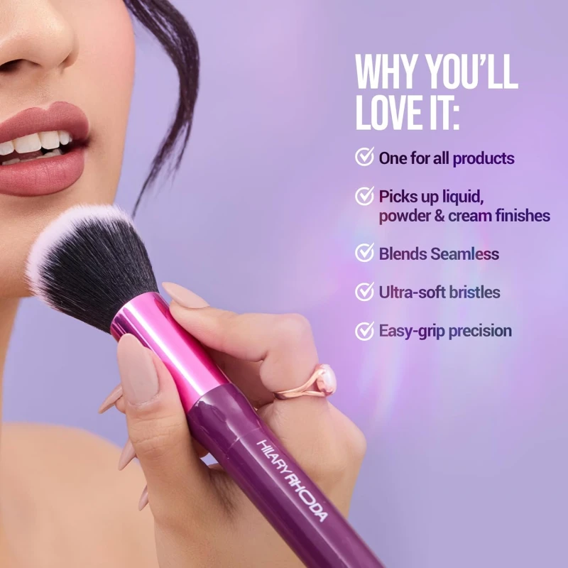 Hilary Rhoda One Touch makeup Brush | Soft Bristle Brush for Foundation &amp; Blush – Non-Absorbing | Multi-Use for Cream | Liquid &amp; Powder for Flawless Makeup Application thumbnail 4