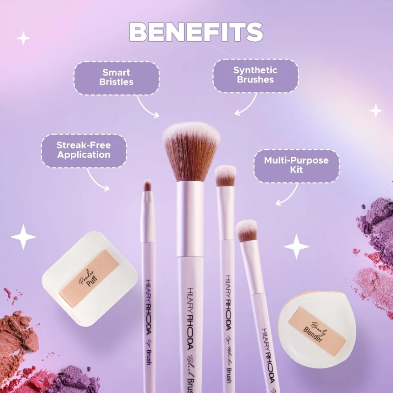 Hilary Rhoda Play n Blend Brush Set | Makeup Brushes For Foundation, Cream, Liquid &amp; Powder Formulation thumbnail 5