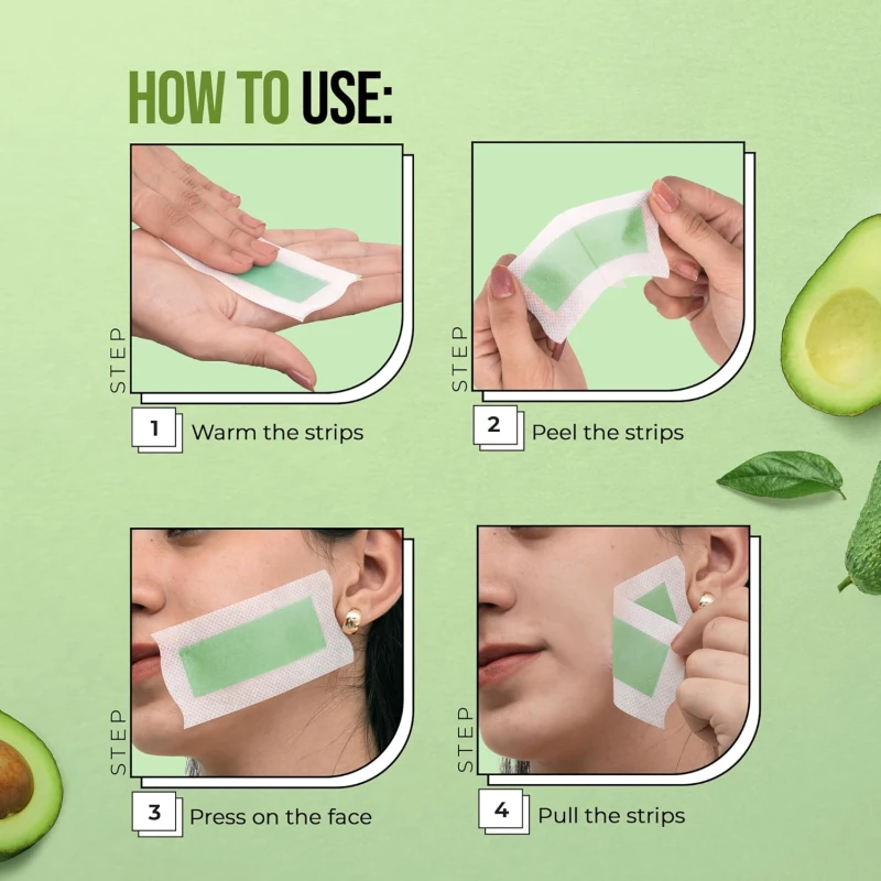 Hilary Rhoda Women One Go Facial Wax Strips | Chamomile Extract | Ready-to-Use for Upper Lip, Chin &amp; Cheeks | Hair Removal Strips with 2 Wipes | Painless, Quick &amp; Gentle Waxing | 20 Strips thumbnail 6