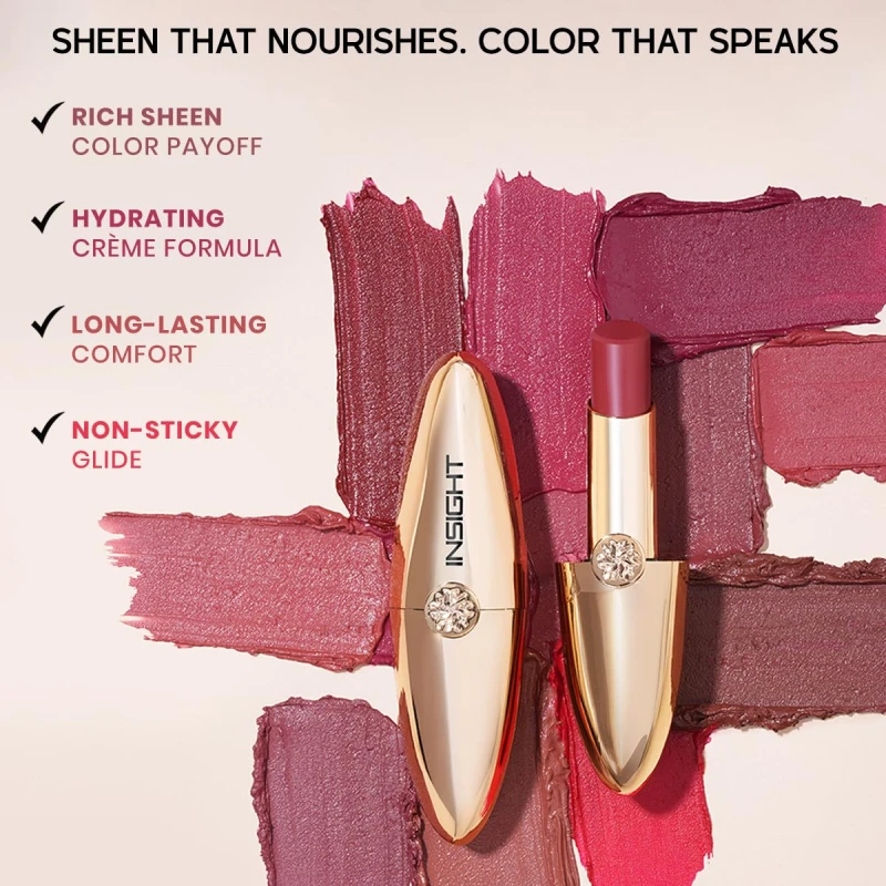 INSIGHT Crème Comfort Lipstick - Red Handed | Smooth, High-Shine Finish | Hydrating &amp; Nourishing | Hyaluronic Acid + Vitamin E (3.4 g) thumbnail 3
