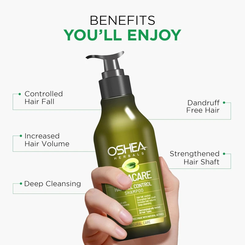 Oshea Herbals Amlacare Hairfall Control Shampoo for Men &amp; Women | Strengthens Hair, Reduces Hairfall &amp; Dandruff | Enriched with Aloe Vera &amp; Amla Extracts - 500 ml (Pack of 2) thumbnail 5