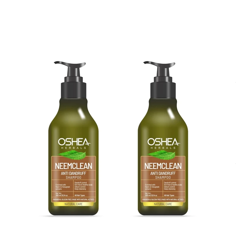 Oshea Herbals Neemclean Anti Dandruff Shampoo | Controls Dandruff, Deep Cleansing with Healthy &amp; Itch Free Scalp | Enriched with Neem &amp; Fenugreek | Paraben &amp; Silicon Free 300ml (Pack of 2) thumbnail 2