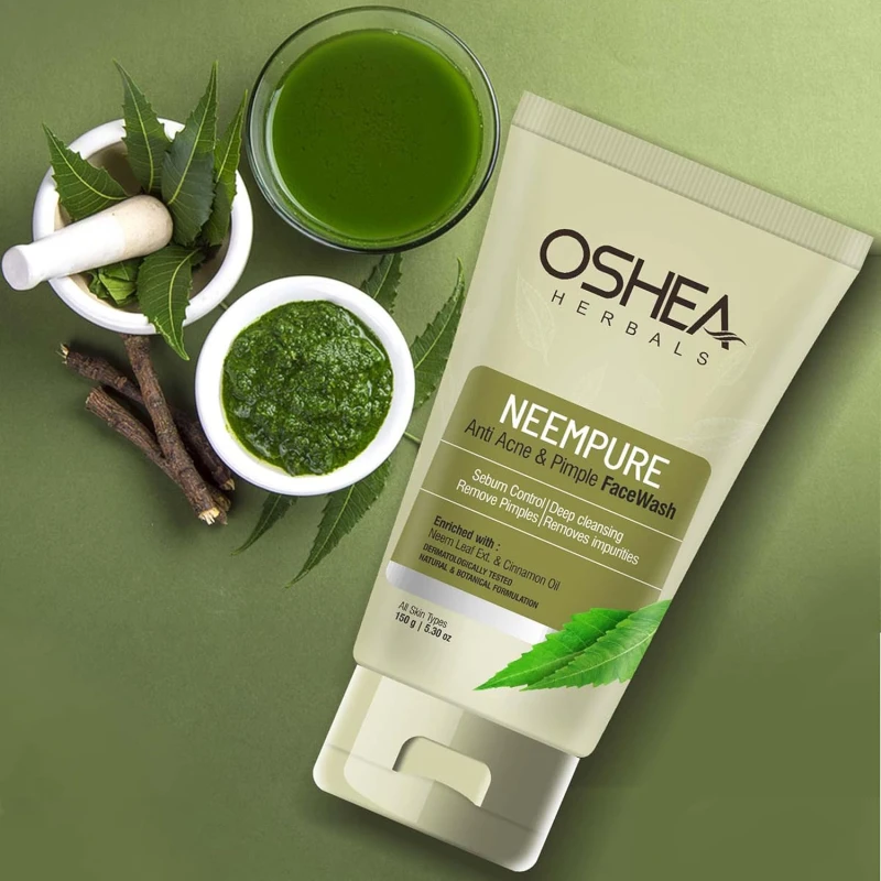 Oshea Herbals Neempure Anti Acne &amp; Pimple Facewash for Women &amp; Men | Controls Sebum with Deep Cleansing | Reduces Pimples &amp; Blemish Free Skin | Enriched with Neem Extract &amp; Cinnamon Oil (Pack of 2)150g thumbnail 2