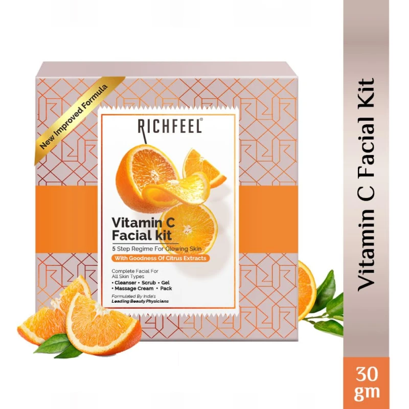 Richfeel Brightening Facial Kit with Vitamin C | For Glowing Skin | Tan Removal| 30 g thumbnail 4