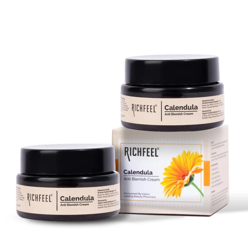 Richfeel Calendula Anti Blemish Overnight Cream | Power of Soothing Calendula &amp; Clinically Potent Echinacea | For Skin prone to Acne, Blemishes &amp; Scars | Physician Formulated 50g – Pack of 2 thumbnail 2