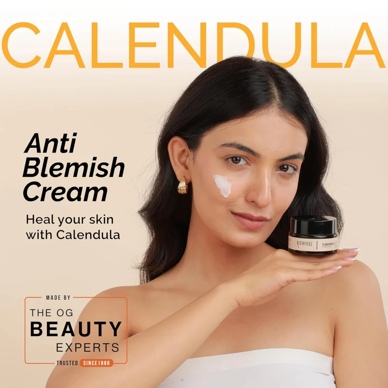 Richfeel Calendula Anti Blemish Overnight Cream | Power of Soothing Calendula &amp; Clinically Potent Echinacea | For Skin prone to Acne, Blemishes &amp; Scars | Physician Formulated 50g – Pack of 2 thumbnail 4