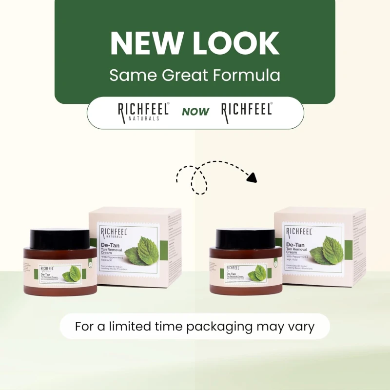 Richfeel De-tan Cream | Natural Skin Tan Removal with Peppermint, Honey, and Cucumber |Ayurvedic and Organically Pure| Tan Removal Face Pack for All Skin Types| 100 g (Pack of 2) thumbnail 3