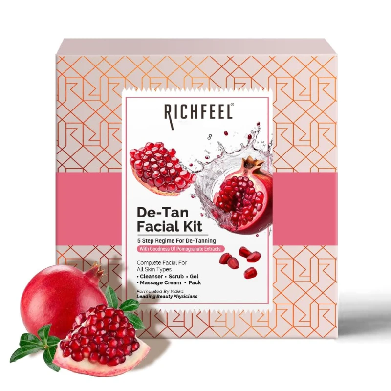 Richfeel Detan Facial Kit | Pomegranate Infused De-tanning Skincare for Brighter Complexion and Reduced Pigmentation | 30 g thumbnail 2