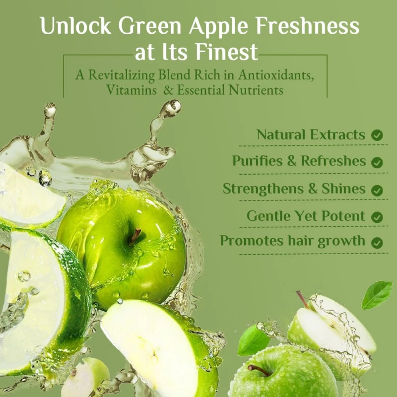 Richfeel Green Apple Shampoo For Dry &amp; Damaged Hair | Anti Dandruff | Promotes Healthy, Shiny and Glossy Hair | Nourishes Scalp | Makes Hair Soft &amp; Smooth | All Skin Types | 500 ml thumbnail 5