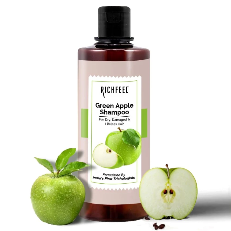 Richfeel Green Apple Shampoo For Dry &amp; Damaged Hair | Anti Dandruff | Promotes Healthy, Shiny and Glossy Hair | Nourishes Scalp | Makes Hair Soft &amp; Smooth | All Skin Types | 500 ml thumbnail 10