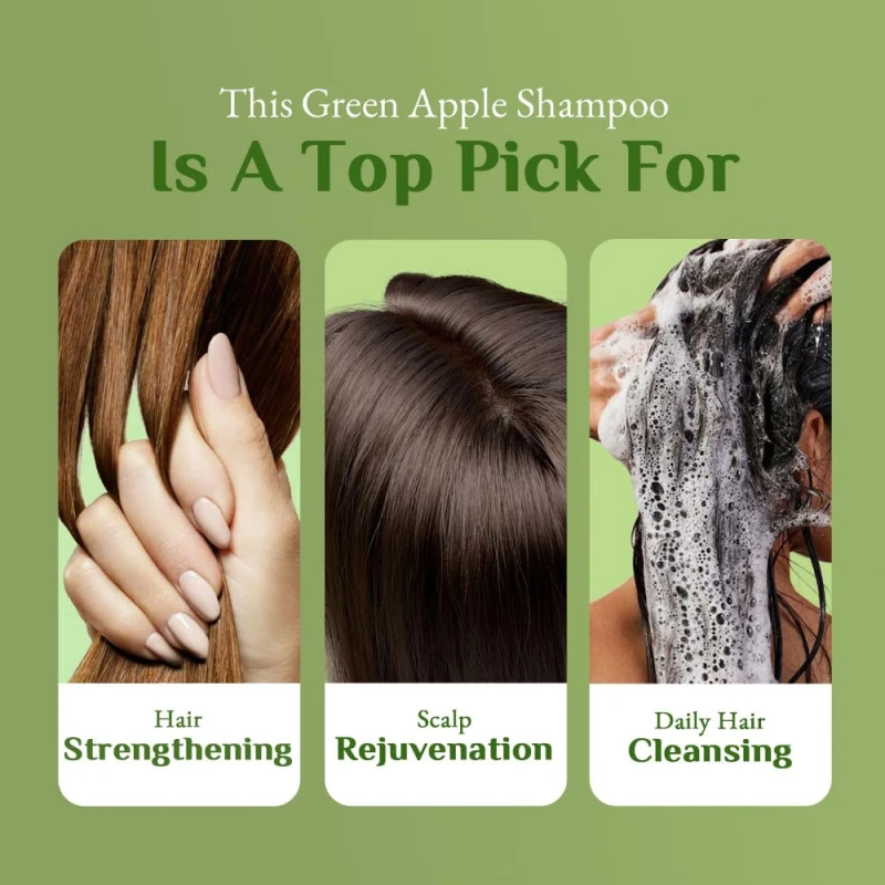 Richfeel Green Apple Shampoo For Dry &amp; Damaged Hair | Anti Dandruff | Promotes Healthy, Shiny and Glossy Hair | Nourishes Scalp | Makes Hair Soft &amp; Smooth | All Skin Types | 500 ml thumbnail 14