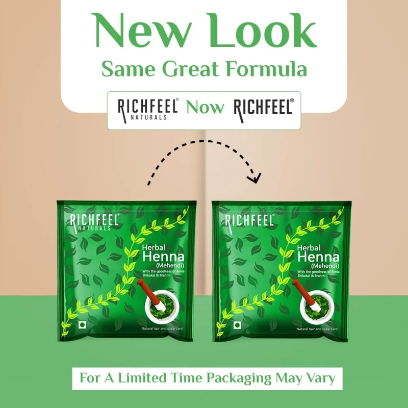Richfeel Heena Mehendi Powder for Hair | Natural Hair Color and Conditioning with the goodness of Amla, Shikakai &amp; Brahmi | 100 g (Pack of 2) thumbnail 3
