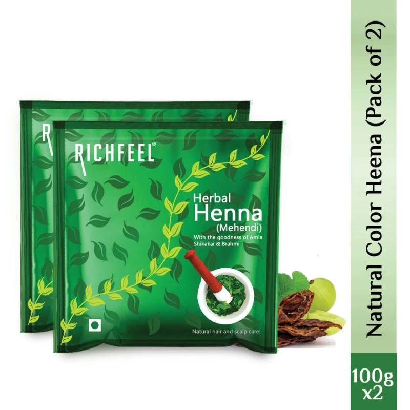 Richfeel Heena Mehendi Powder for Hair | Natural Hair Color and Conditioning with the goodness of Amla, Shikakai &amp; Brahmi | 100 g (Pack of 2) thumbnail 4