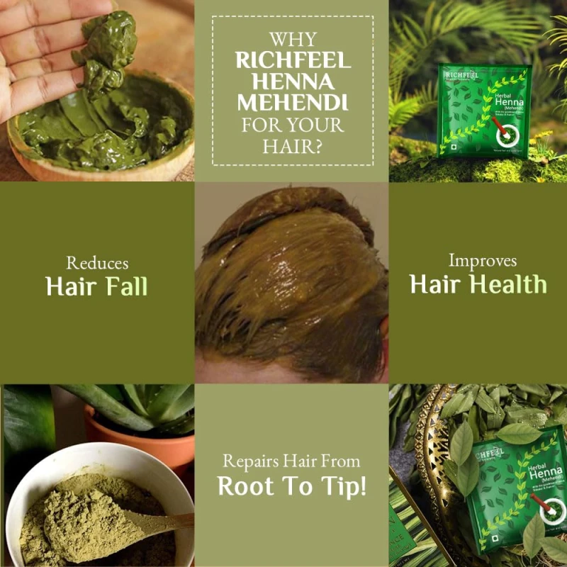 Richfeel Heena Mehendi Powder for Hair | Natural Hair Color and Conditioning with the goodness of Amla, Shikakai &amp; Brahmi | 100 g (Pack of 2) thumbnail 6