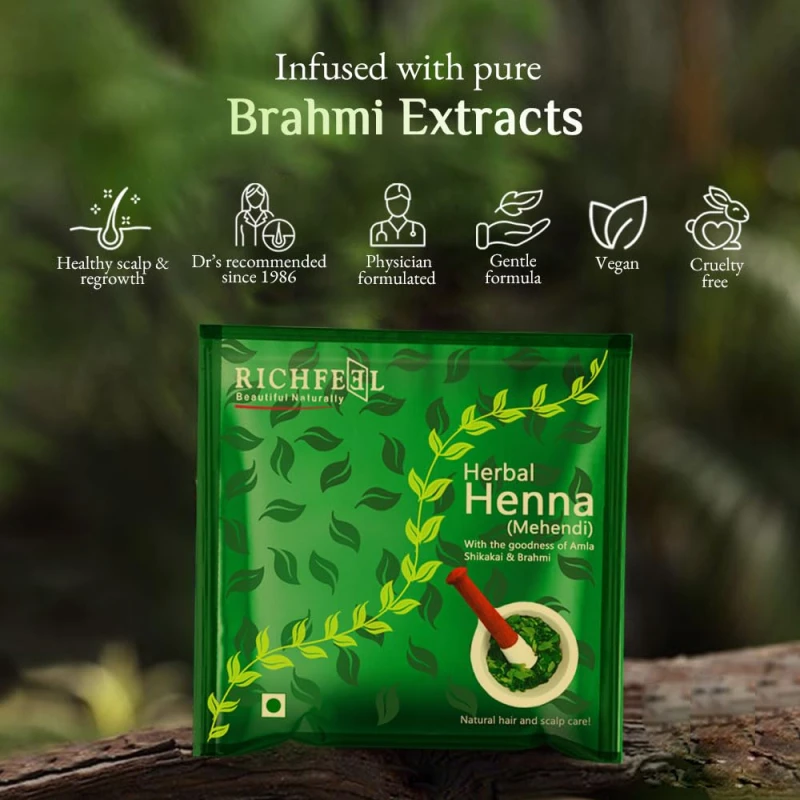 Richfeel Heena Mehendi Powder for Hair | Natural Hair Color and Conditioning with the goodness of Amla, Shikakai &amp; Brahmi | 100 g (Pack of 2) thumbnail 7