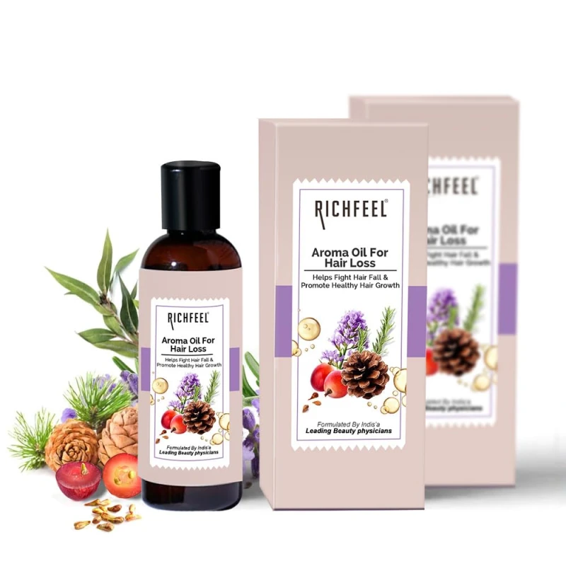 Richfeel Oil For Hair Loss infused with Rosemary, Lavender &amp; Grapeseed Oil | For Hair Fall Control and Hair Growth | (200ml (Pack of 2) thumbnail 2